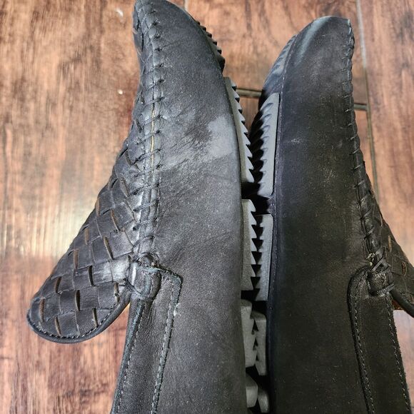 Massimo Matteo Slip On Loafers Mens 8.5 Black Woven Driver Suede Moccasin main image 5